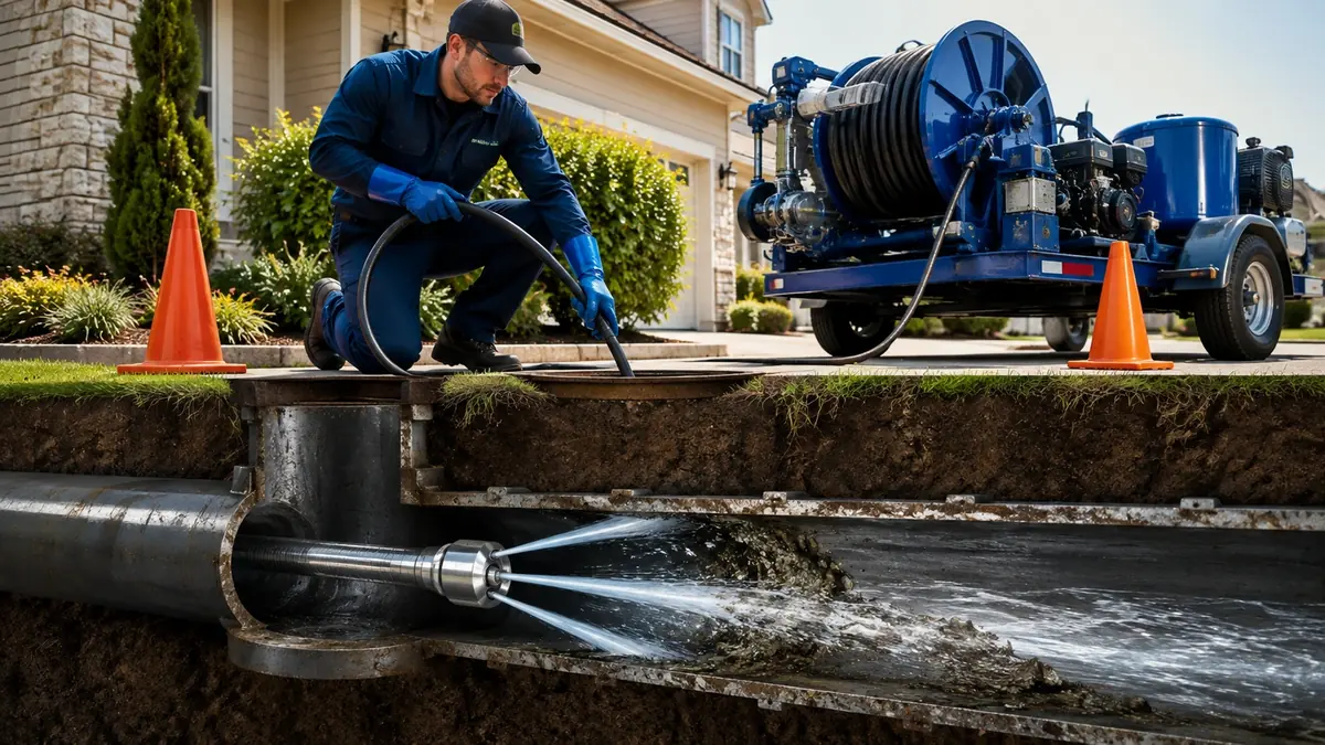 Main Sewer Line Hydro Jet Cleaning in Burrel