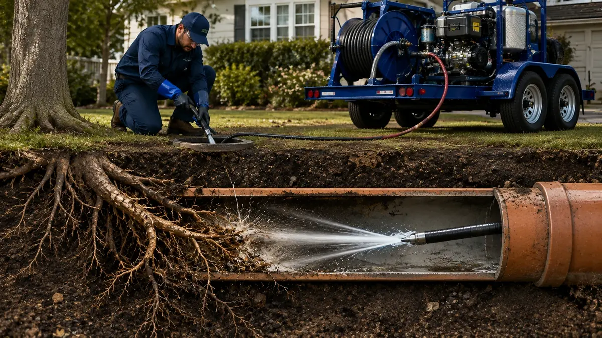 Tree Root Removal with Hydro Jetting in Burrel